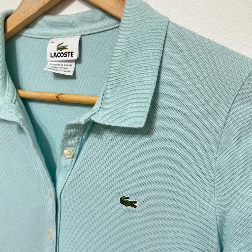 Lacoste Mesh Mini Pique Polo Dress Womens 40 / M Aqua Tennis Court Preppy Resort - Picture 4 of 8
